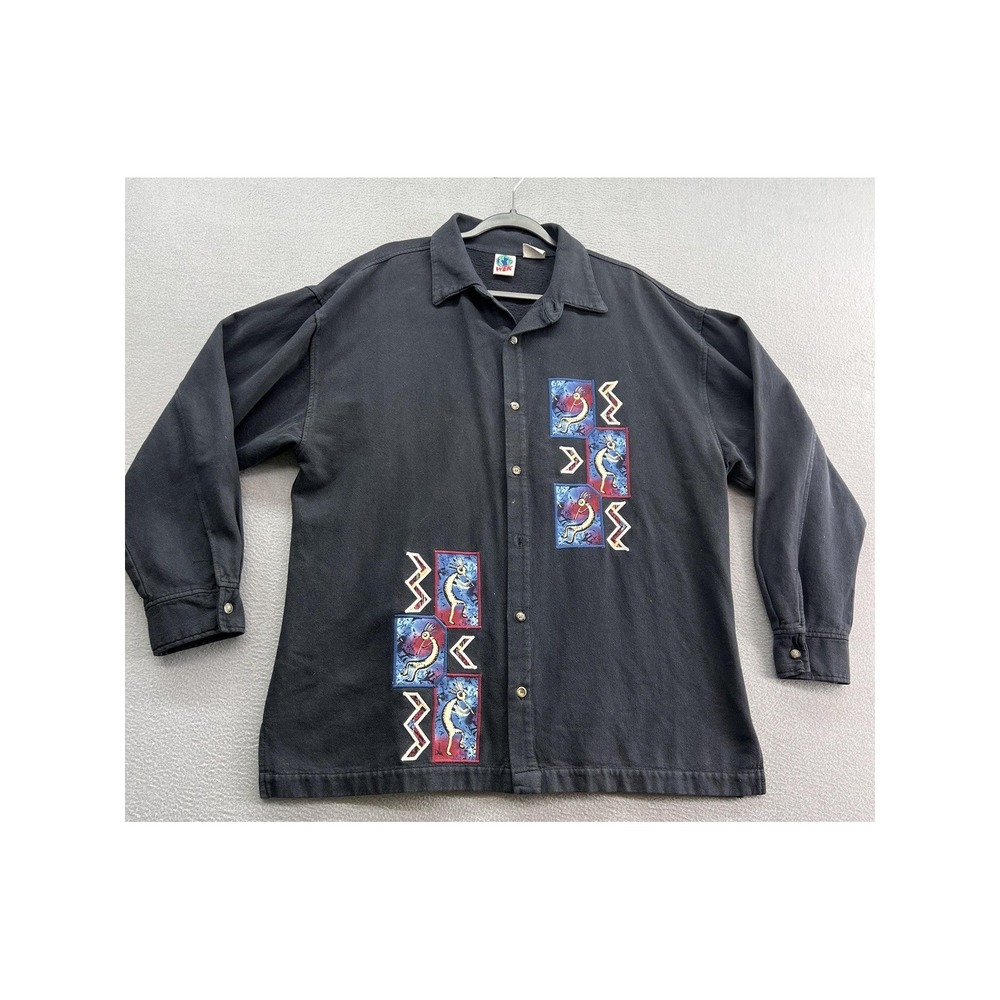 Vintage WEK Shirt Men's Small Button Up Southwestern Kokopelli Art Made USA 90s